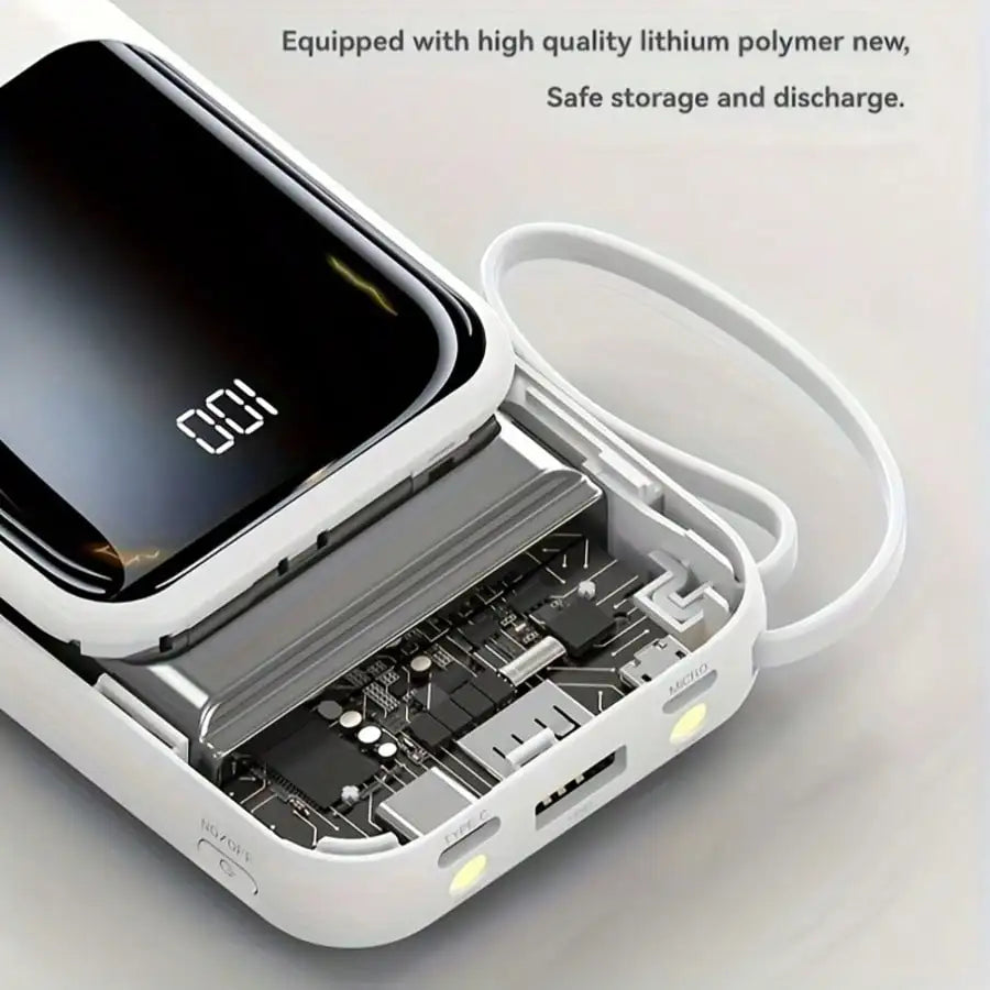 10000mAh Power Bank, Portable Charger Built-in 4 Cables and Flashlight, PD22.5W Fast Charge USB C Battery Pack Compatible with Smartphones, Camping Travel Essentials
