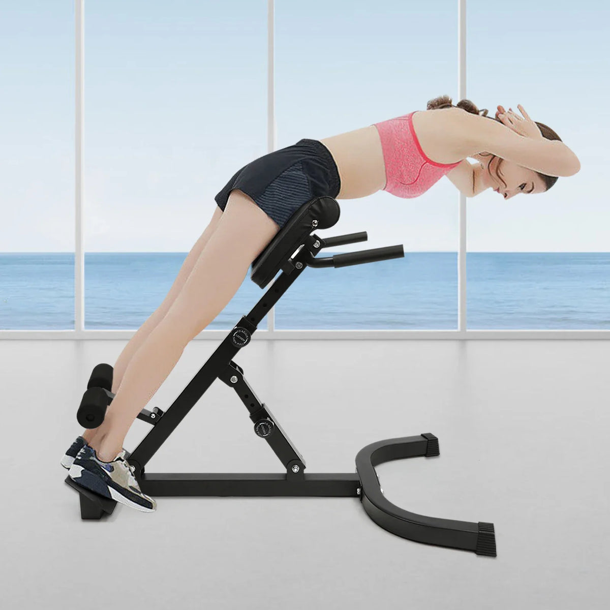 150kg/330lbs 5 Position Home Fitness Workout Roman Chair Hyperextension Back Extension Bench Adjustable