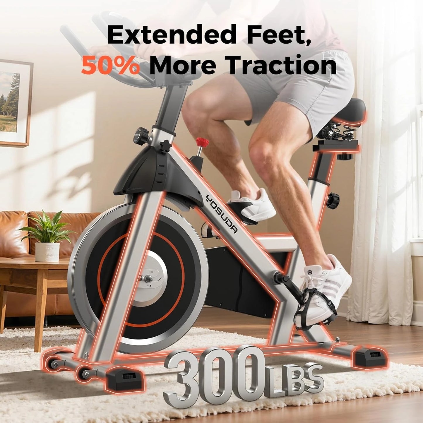 YOSUDA Magnetic Indoor Bike With App Connectivity 300 Lb Capacity