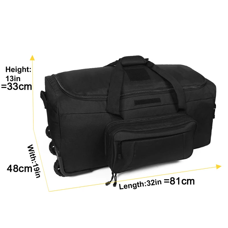 LQARMY 124L Large Capacity Outdoor Travel Bag Waterproof Trolley Case