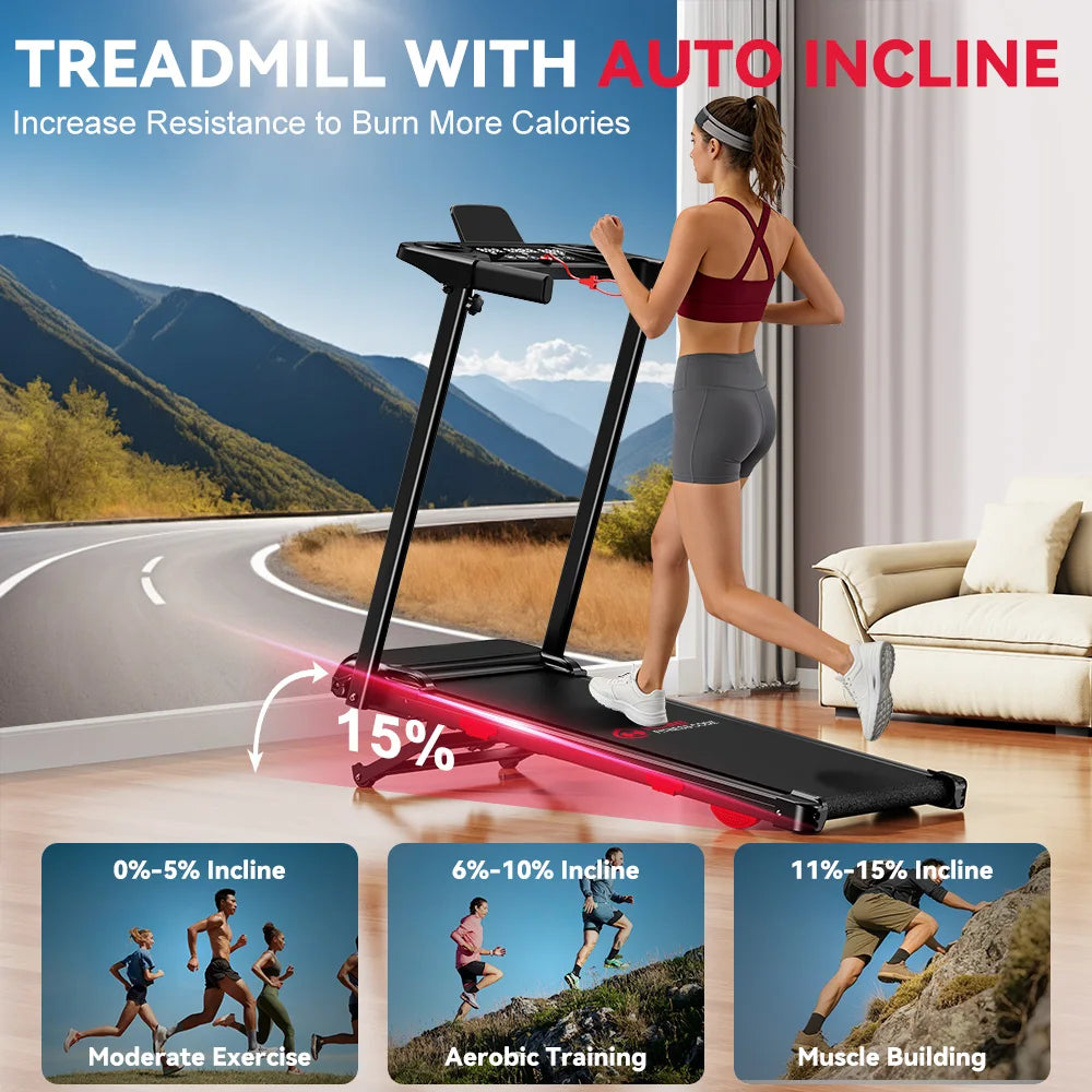 Botifly Folding Treadmill With Incline, Portable Home Walking Pad