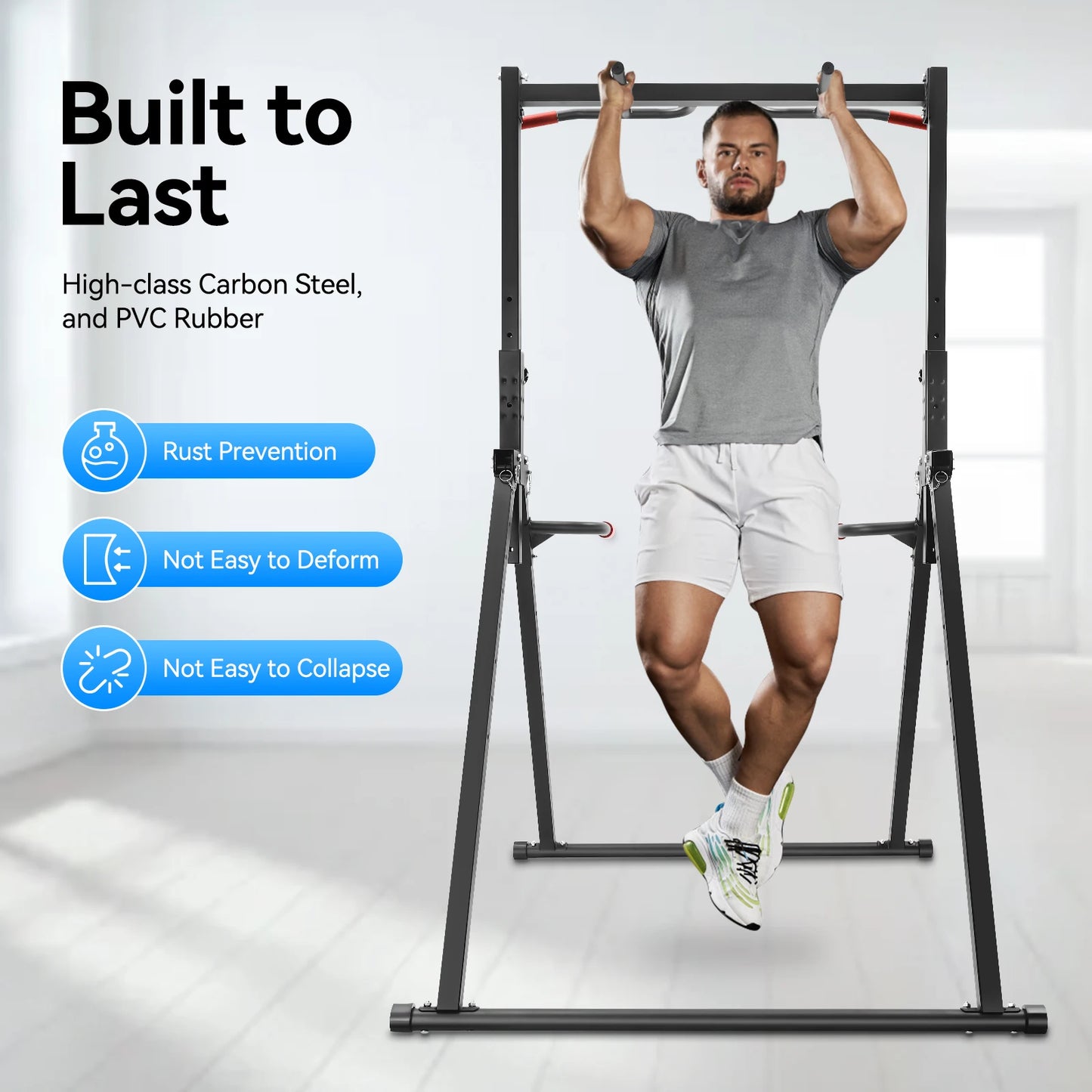 Power Tower Pull Up Bar Dip Station For Home Gymnasium