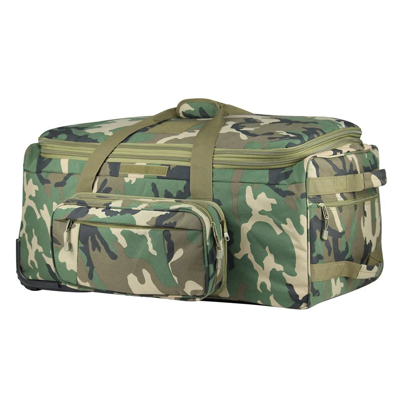 LQARMY 124L Large Capacity Outdoor Travel Bag Waterproof Trolley Case