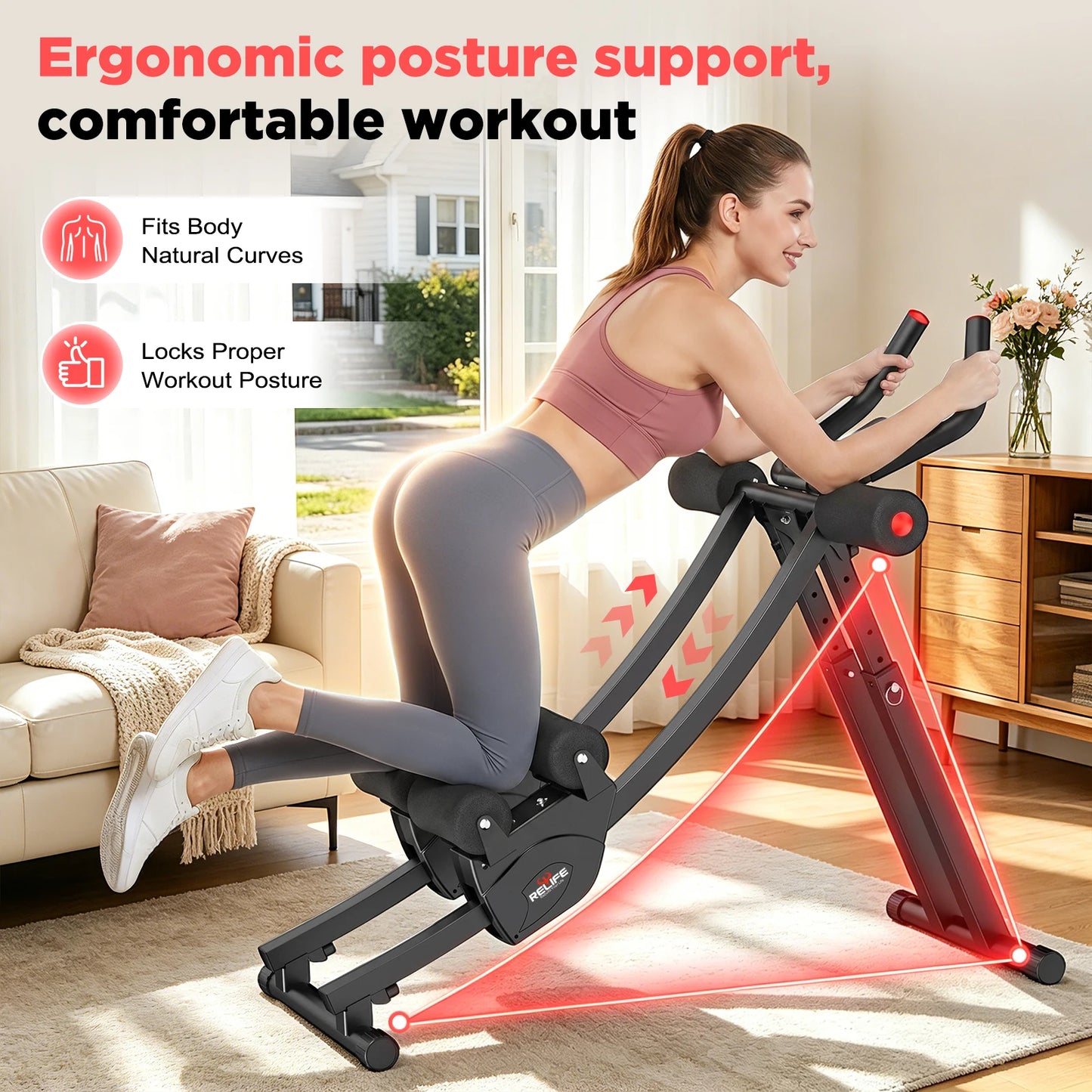Dual Track Ab Machine Core Trainer For Home Fitness With LCD Display