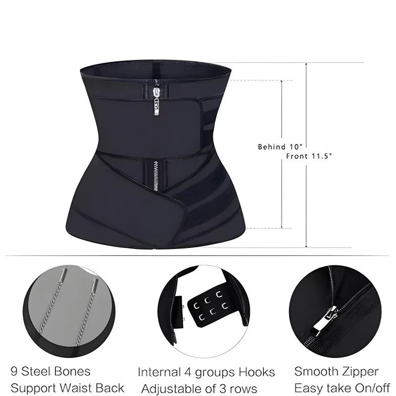 Sculpt And Lift Waist Trainer Cincher With Double Zipper Belt