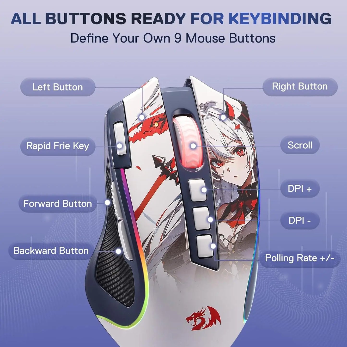 Redragon M612AK Pro RGB Gaming Mouse 8000 DPI Wired
