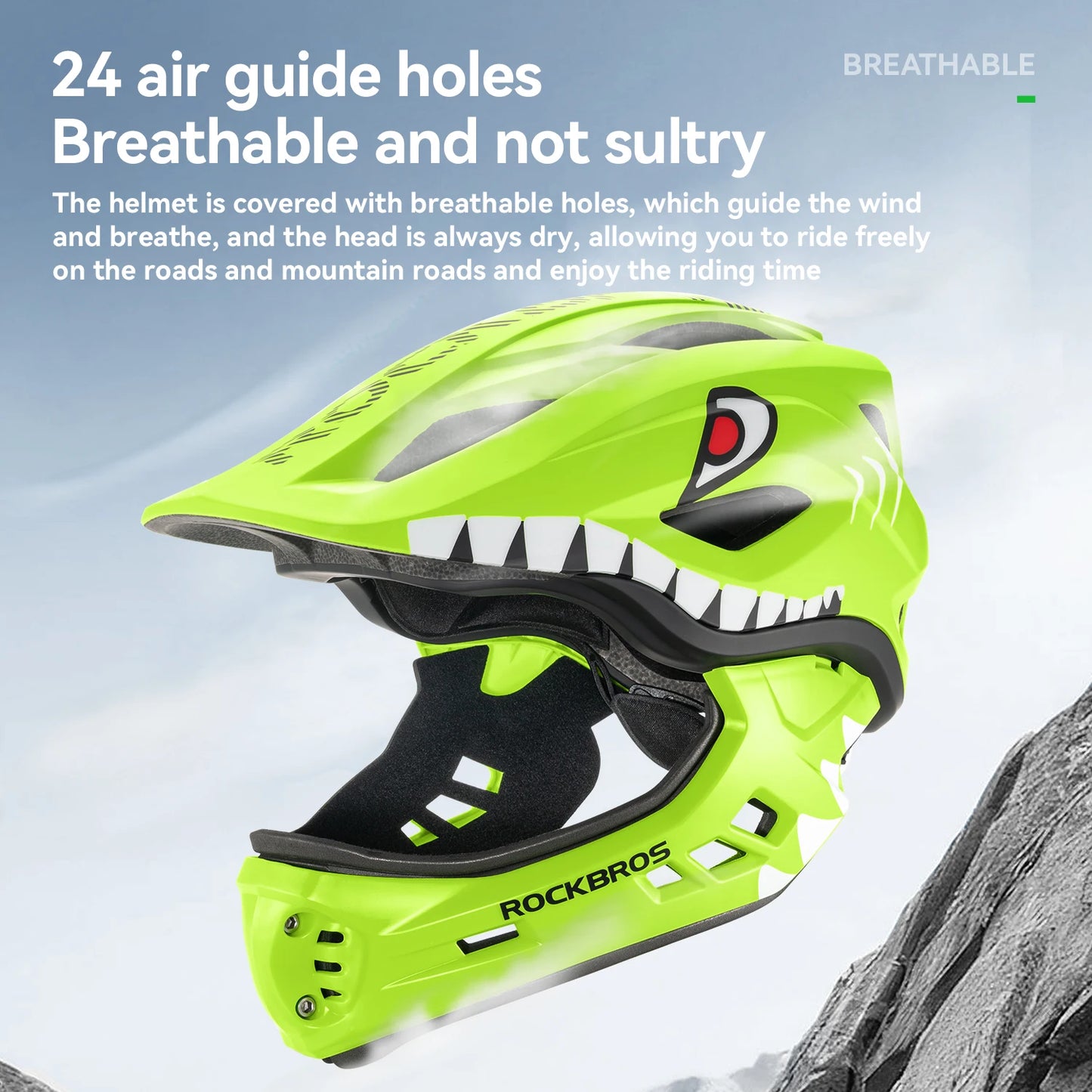 ROCKBROS Child Cycling Helmet Detachable Full Face Safety Shield