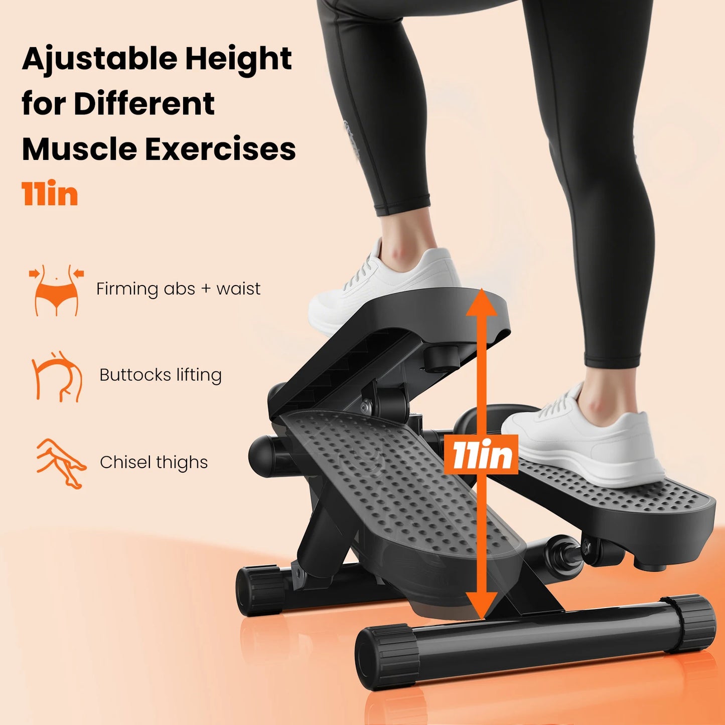 Compact Mini Stepper With Resistance Bands 300 Lbs Capacity