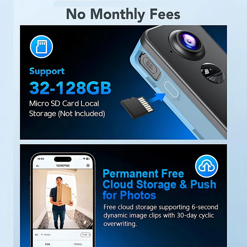 Tuya Smart WiFi Video Doorbell Camera with Indoor Ding Dong Chime 1080P HD PIR Human Detection IR Night Vision Two Way Audio Support 128GB SD Card Free Cloud Storage Home Security Door Bell Camera