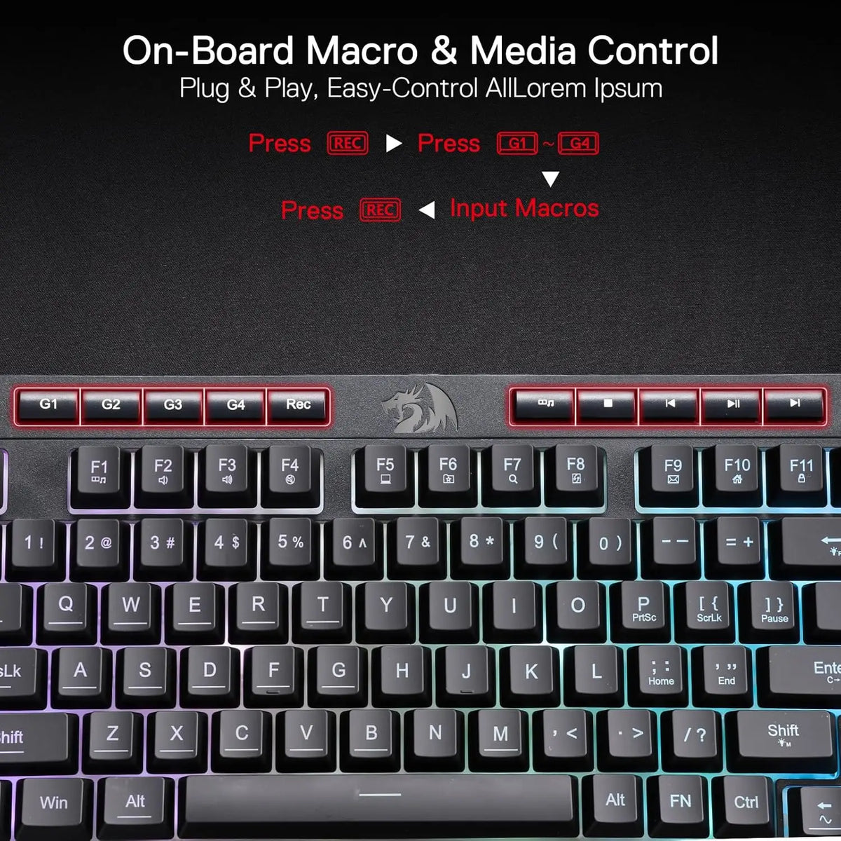 Redragon K515 Shiva RGB Keyboard 98 Keys Detachable Wrist Rest