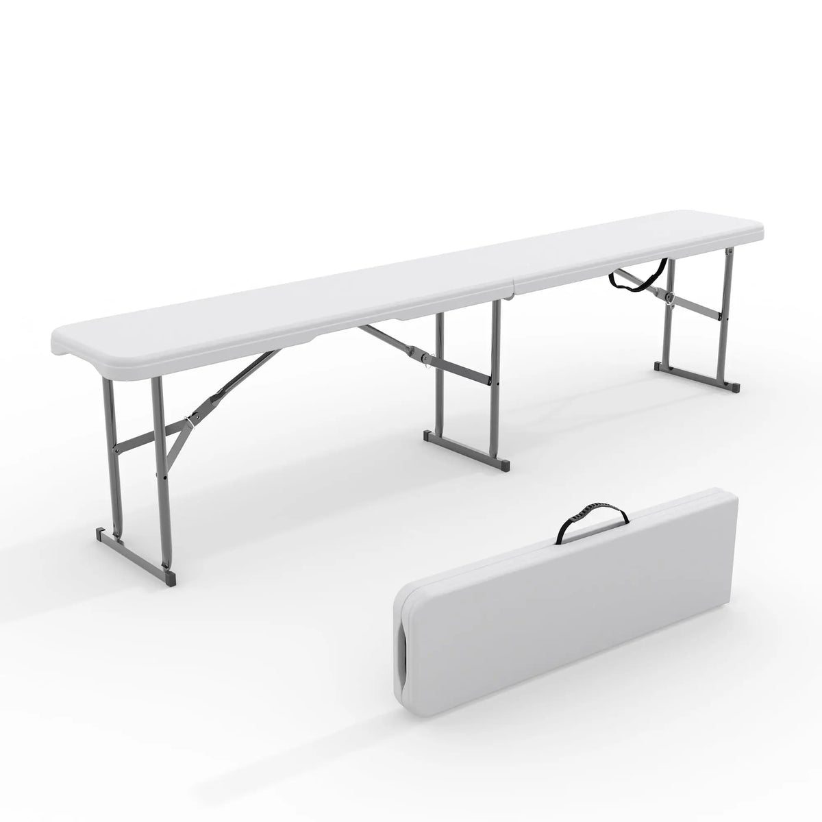 Portable Folding Bench 6 Foot, Plastic Foldable Bench HDPE BenchTop with Carrying Handle for Outdoor Picnic Camping Party Sports