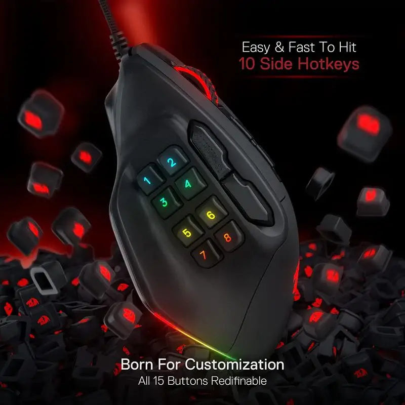 Redragon M811 Aatrox MMO Gaming Mouse With 15 Programmable Buttons