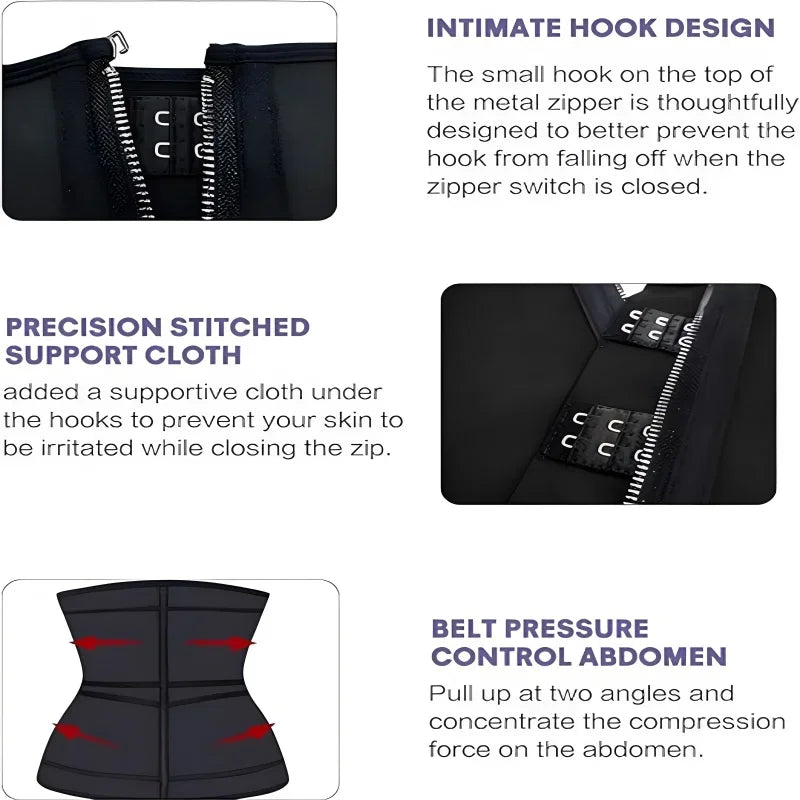 Sculpt And Lift Waist Trainer Cincher With Double Zipper Belt