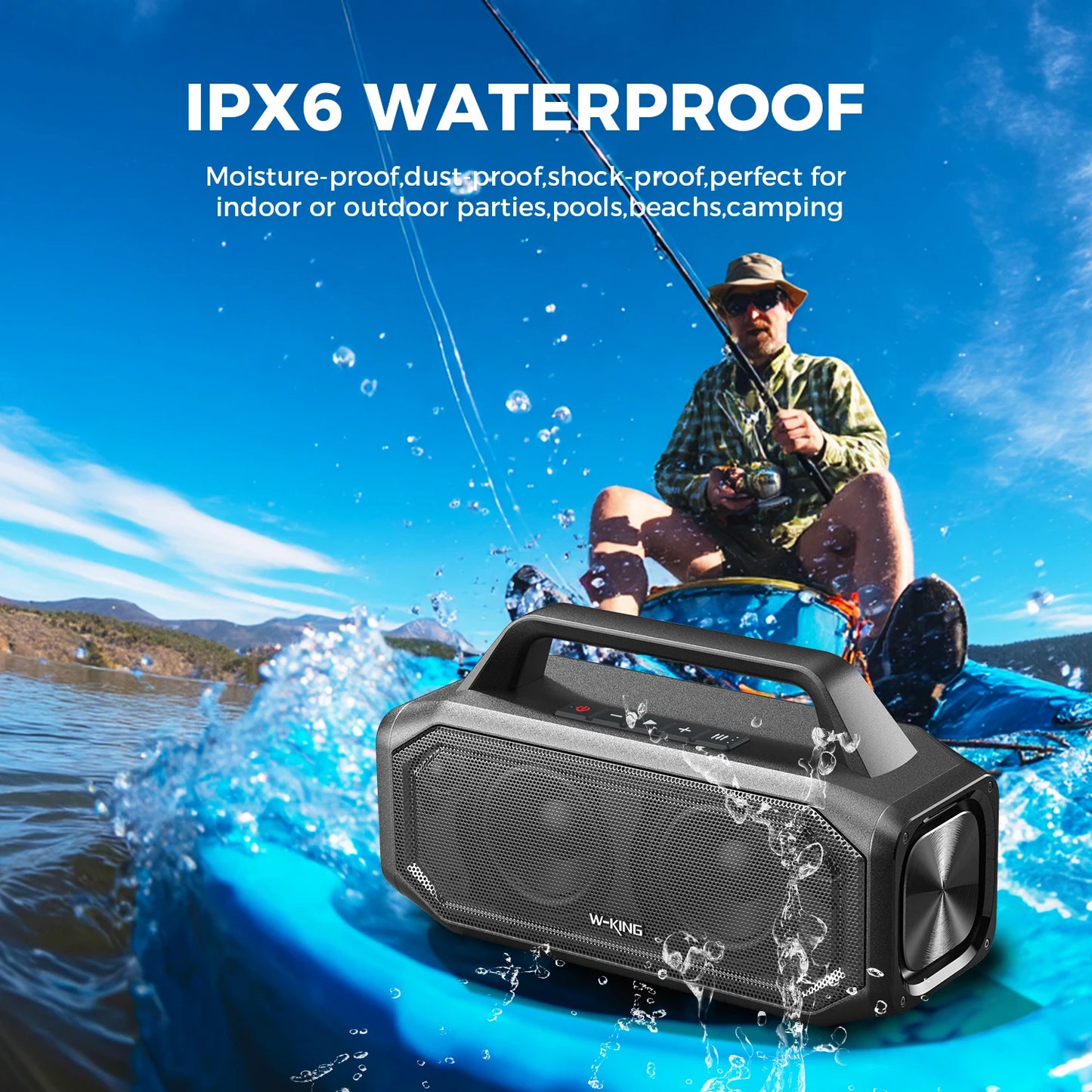 W-King BT261-2 Portable Bluetooth Speaker 80W IPX6 Waterproof Bass Boost