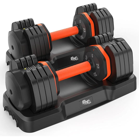 FED Fitness Adjustable Dumbbells Set 5Lb To 25Lb Pair
