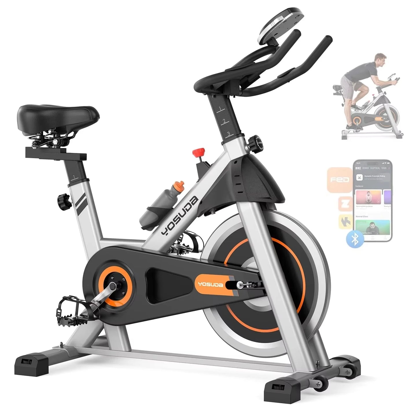 YOSUDA Magnetic Indoor Bike With App Connectivity 300 Lb Capacity