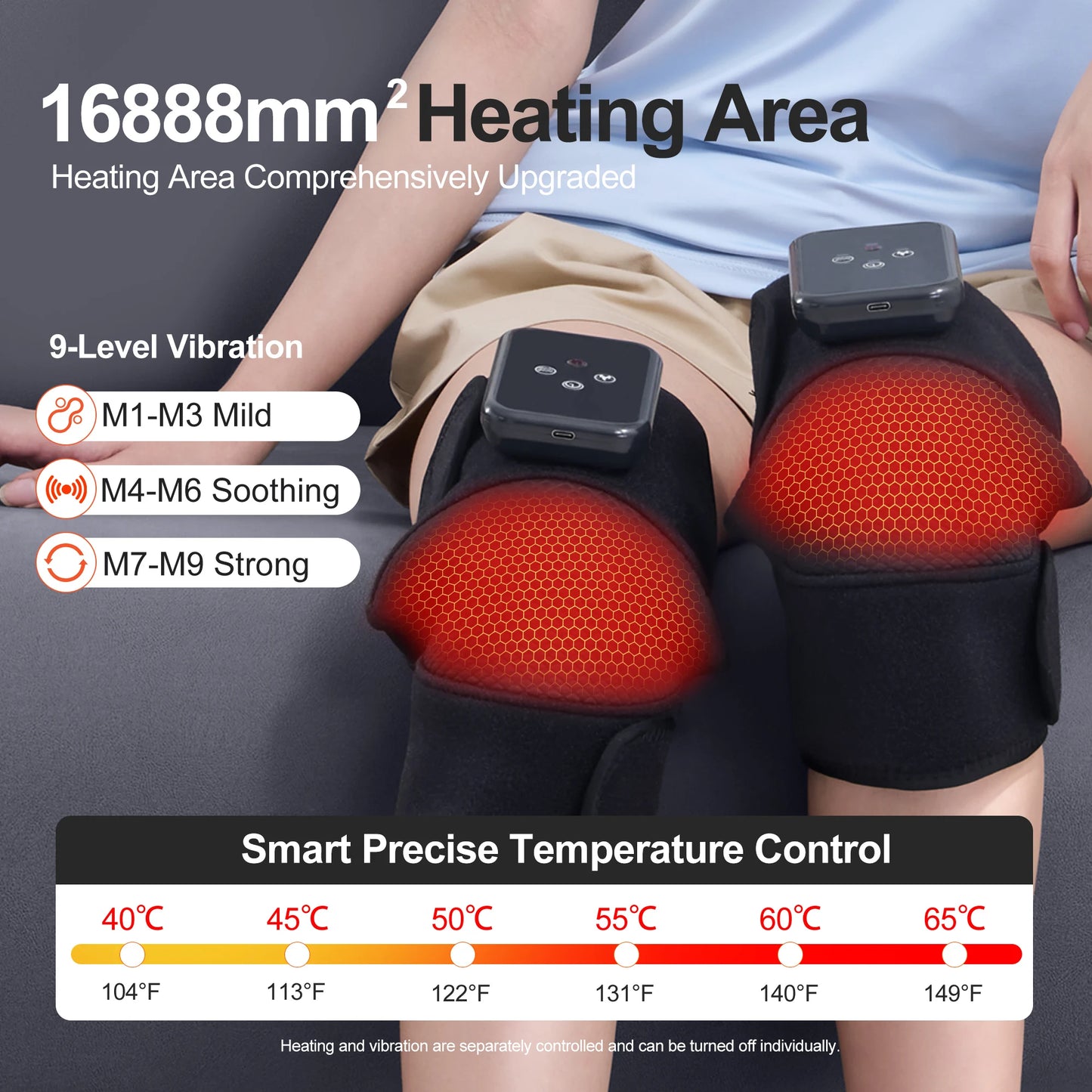 1Pc/2Pcs Heated Knee Massager, 3-in-1 Heated Knee, Elbow, and Shoulder Wrap, Vibrating Knee Heating Pad, 3 Adjustable Vibration and Heating Modes, Heating Pad for Knee, Elbow, Shoulder, and Leg Relaxation (Dual-Use Device)