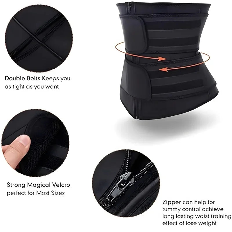 Sculpt And Lift Waist Trainer Cincher With Double Zipper Belt