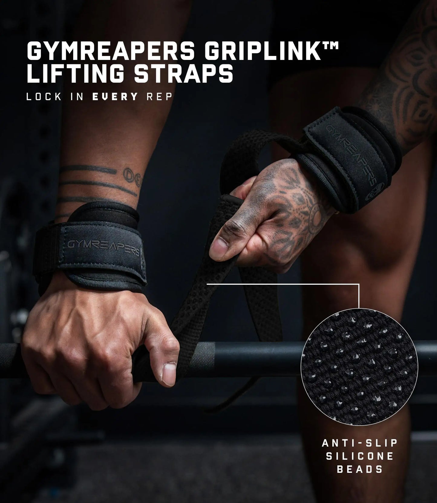 Weightlifting Straps With Cushioned Wrist Cuff And Anti Slip Grip For Deadlifts