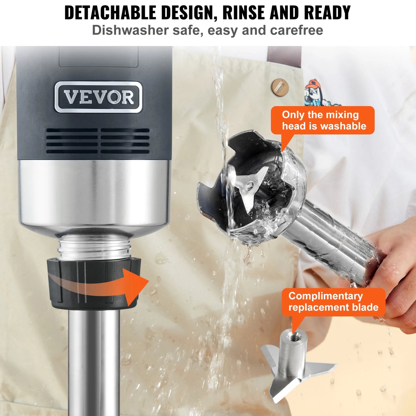 Succebuy Commercial Immersion Blender 500W Heavy Duty Hand Mixer