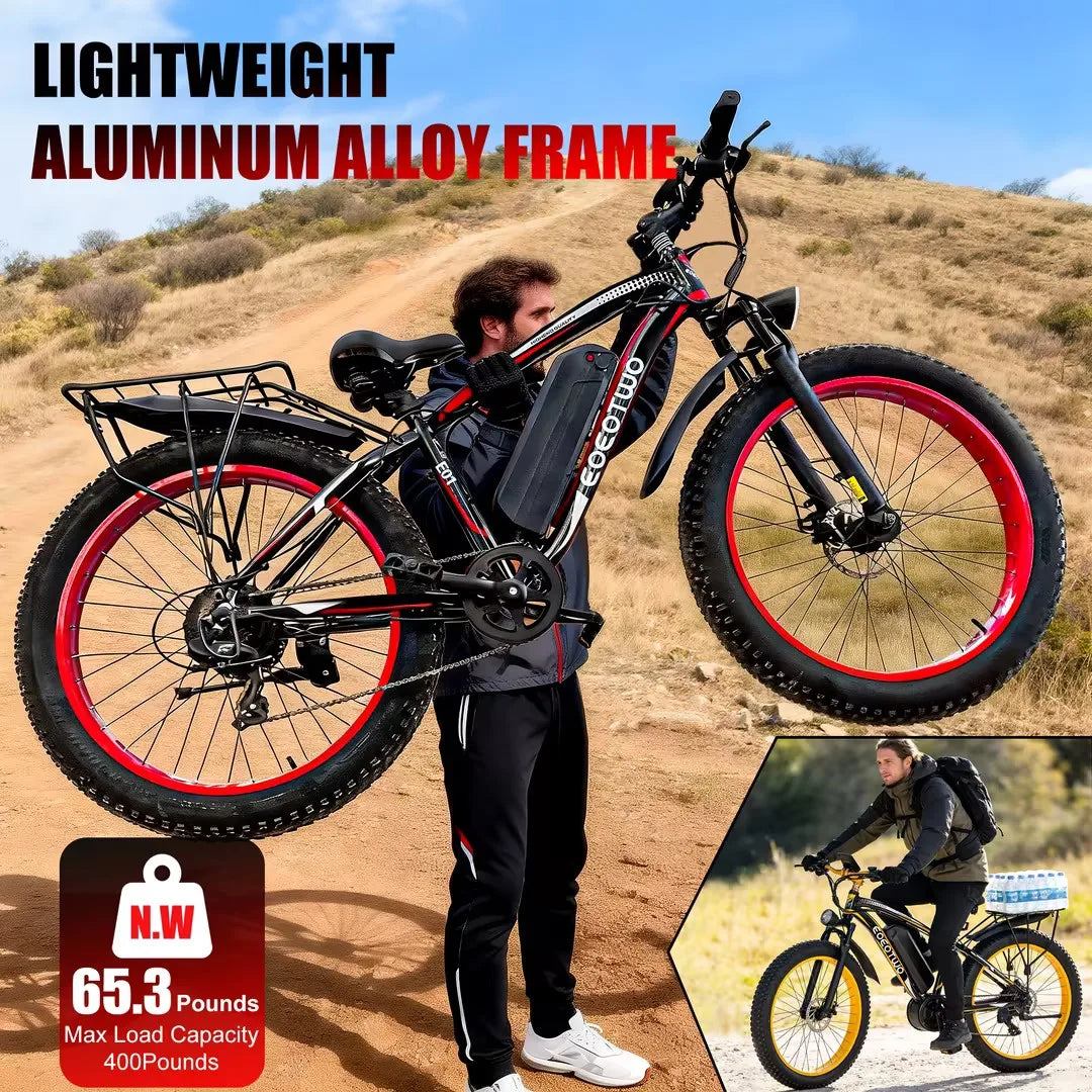 EOEOTWO 1500W Fat Tire Ebike 34MPH 48V 15Ah Mountain Bike