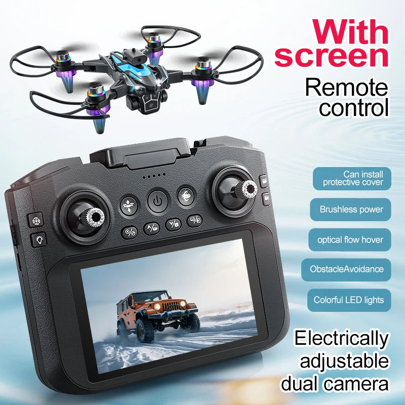 2026 Select - A Drone with a 4.3-Inch Screen for Real-Time Viewing, Brushless Anti-Wind Motor, Electrically Adjustable Three Cameras, 4K Recording and Photography, Essential for Outdoor Travel, Large-Screen Drone, Remote-Cont