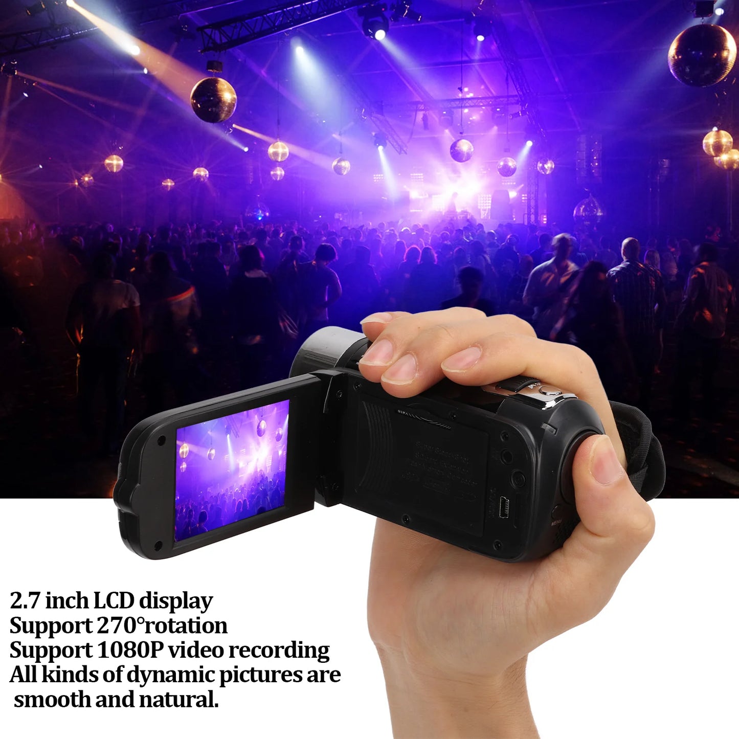 16X Zoom Digital Video Camcorder 270° Rotation Digital Camcorders 16MP Portable Full HD 1080P for Kids for Gifts for Family