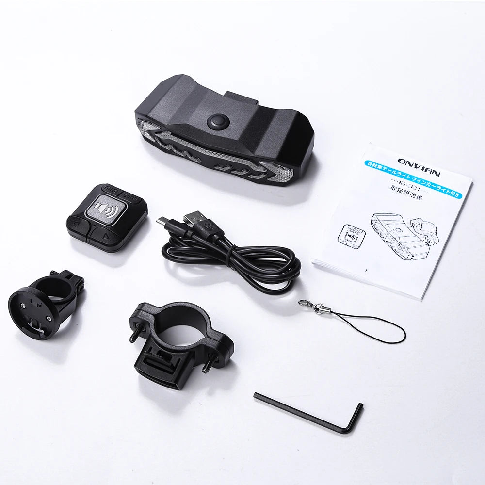 Smart Bike Taillight With Remote Alarm Rechargeable Waterproof Rear Lamp