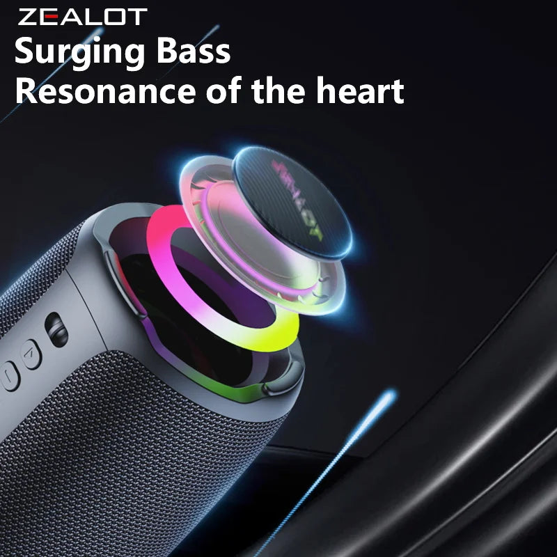 ZEALOT S61 Bluetooth Speaker IPX6 Waterproof Outdoor Bass 10W