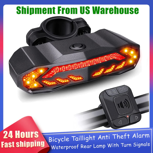 Smart Bike Taillight With Remote Alarm Rechargeable Waterproof Rear Lamp