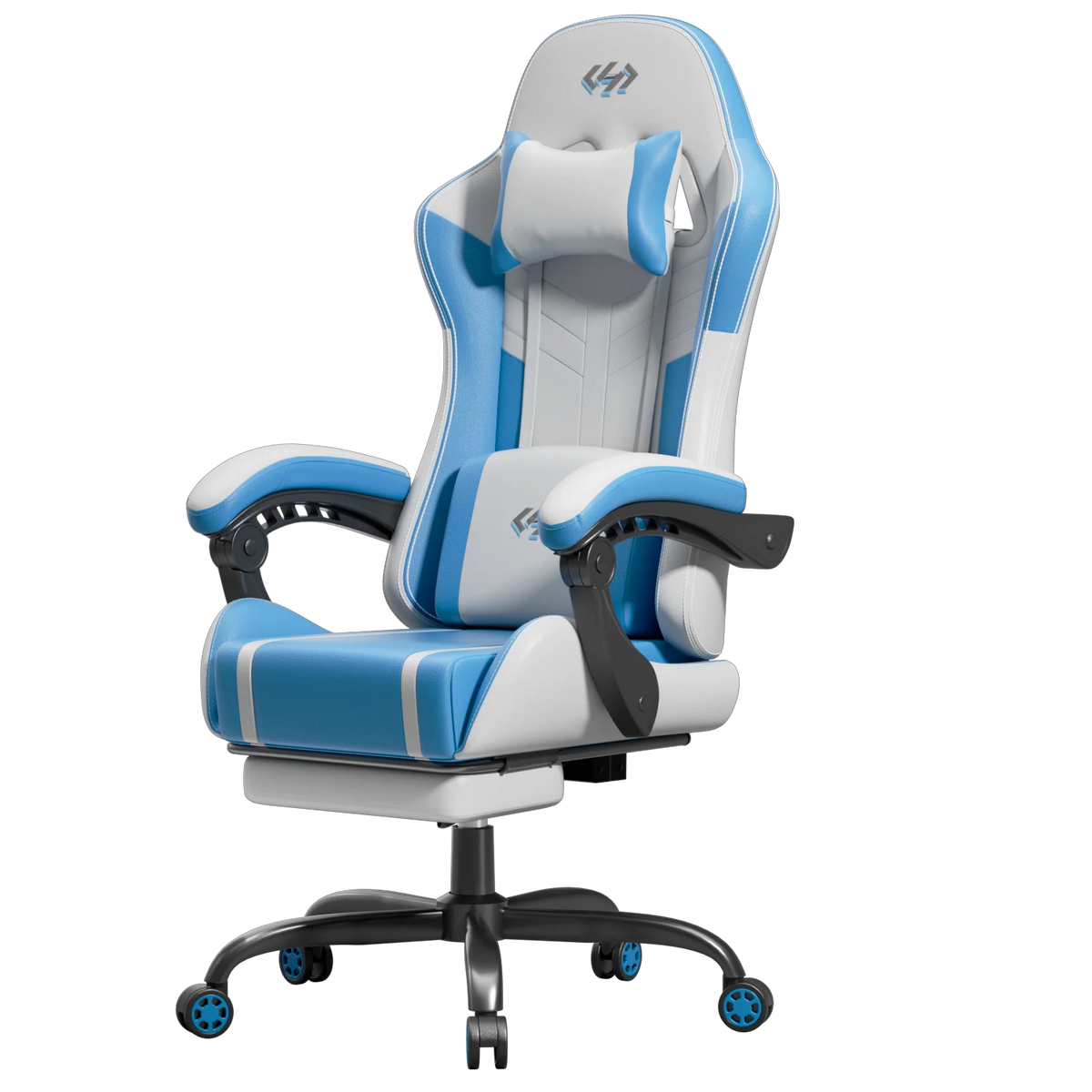 FRODROVIA Ergonomic Gaming Chair With Lumbar Massage And Retractable Footrest