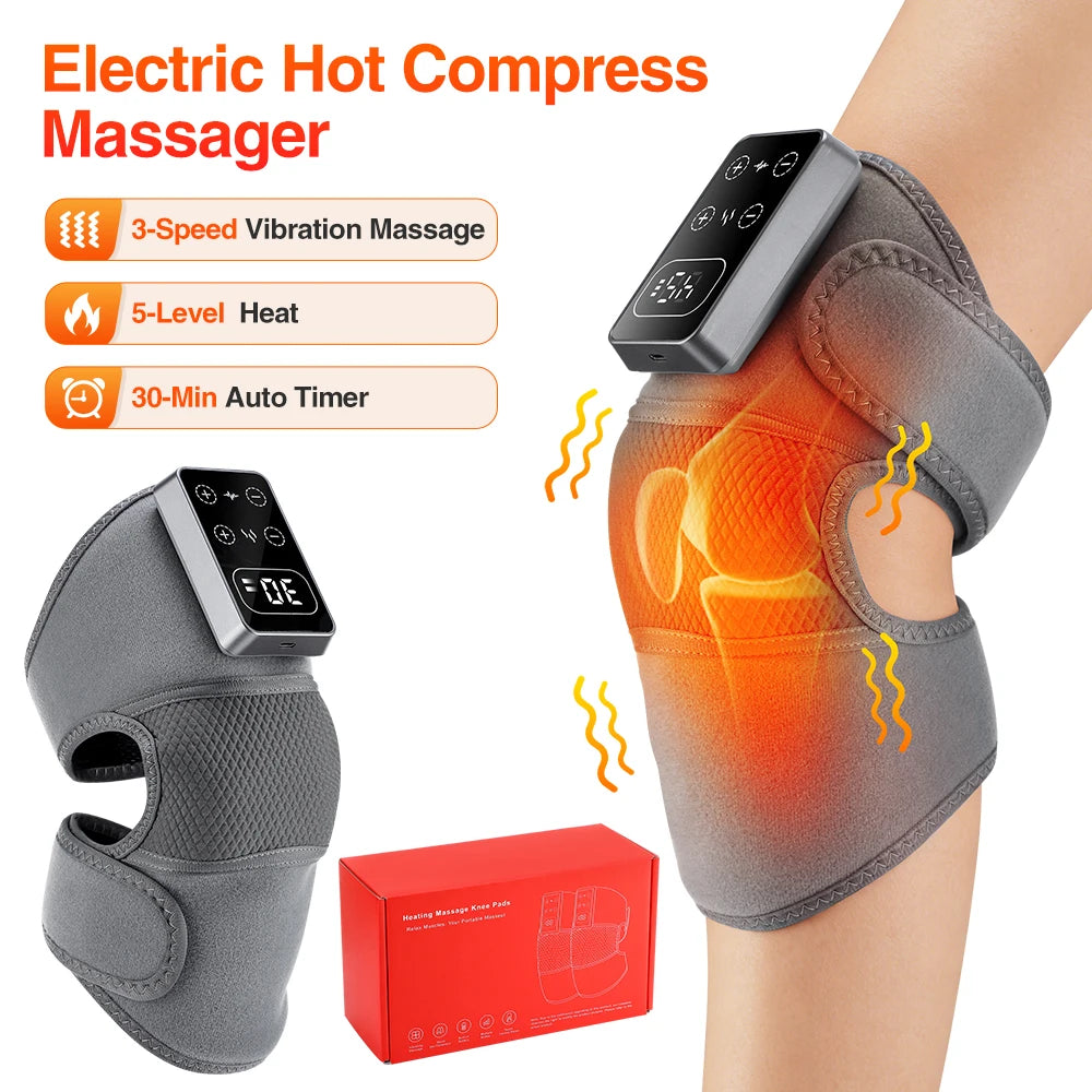Electric Heated Vibration Knee Massage Pad Massager Shoulder Elbow Hot Compress Thermal Protect Joint Brace Muscle Relaxation