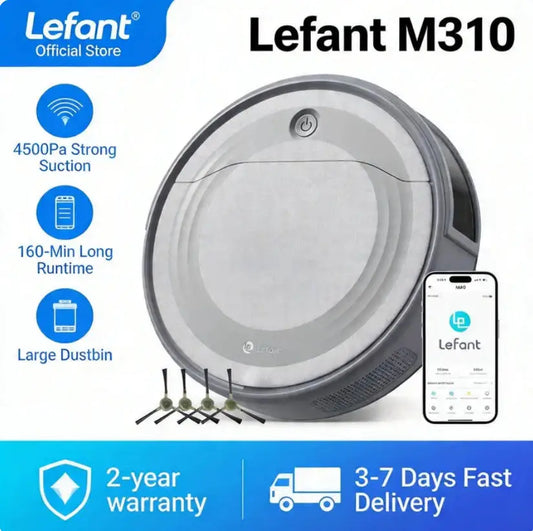 Lefant M310 Robot Vacuum Cleaner– 4500Pa Suction, Ultra-Slim & Quiet, PreciSense Obstacle Avoidance, WiFi/App/Voice Control