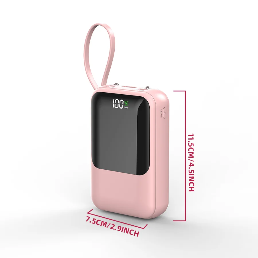 10000mAh Power Bank, Portable Charger Built-in 4 Cables and Flashlight, PD22.5W Fast Charge USB C Battery Pack Compatible with Smartphones, Camping Travel Essentials