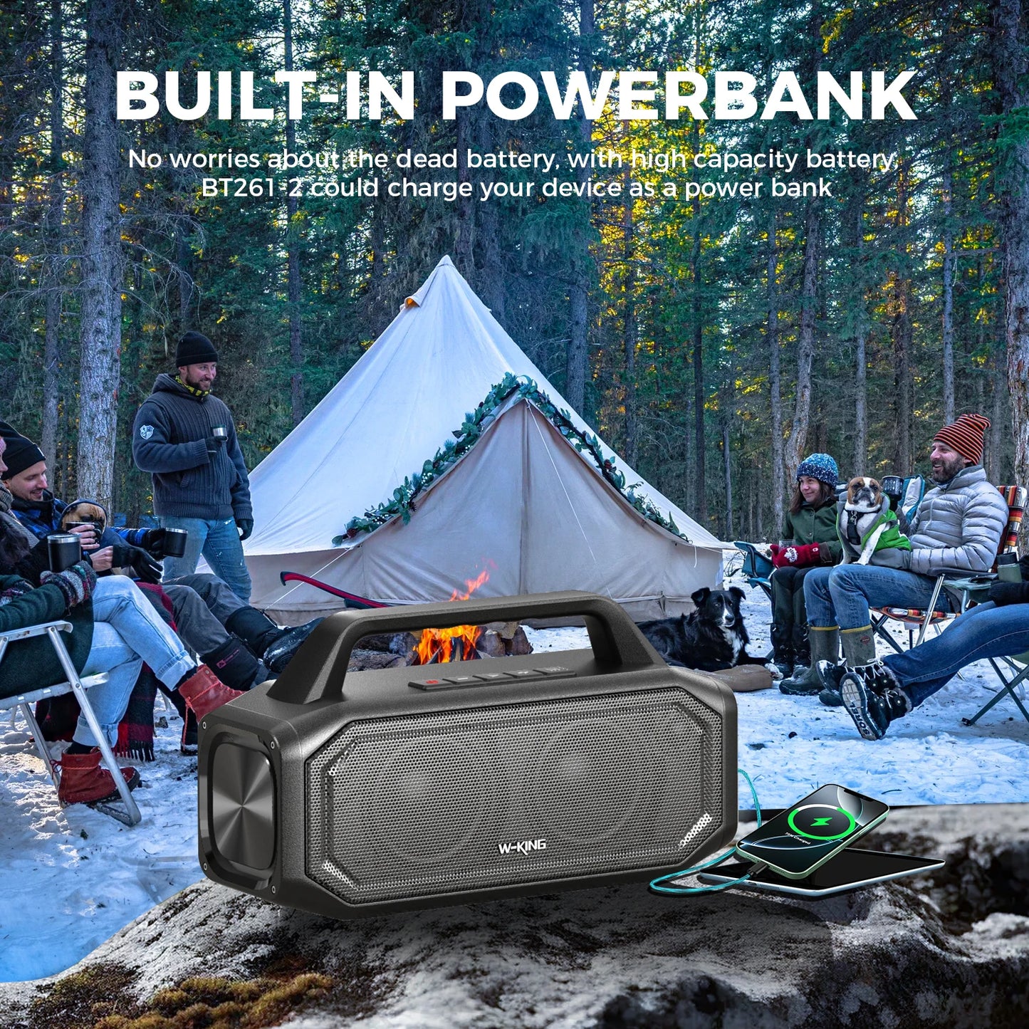 W-King BT261-2 Portable Bluetooth Speaker 80W IPX6 Waterproof Bass Boost