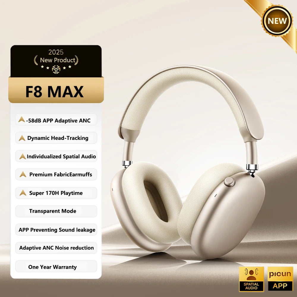 Picun F8 Pro ANC Wireless Headphones With 3D Spatial Audio Bluetooth 5.3