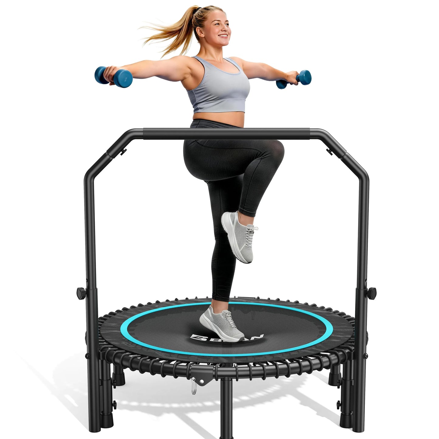 Mini Rebounder Trampoline With Adjustable Handle Full Body Workout