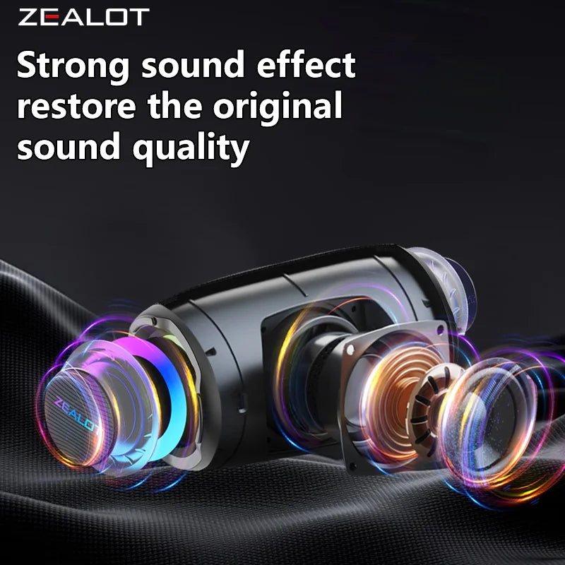 ZEALOT S61 Bluetooth Speaker IPX6 Waterproof Outdoor Bass 10W