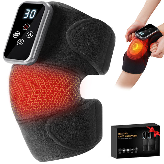 1Pc/2Pcs Heated Knee Massager, 3-in-1 Heated Knee, Elbow, and Shoulder Wrap, Vibrating Knee Heating Pad, 3 Adjustable Vibration and Heating Modes, Heating Pad for Knee, Elbow, Shoulder, and Leg Relaxation (Dual-Use Device)