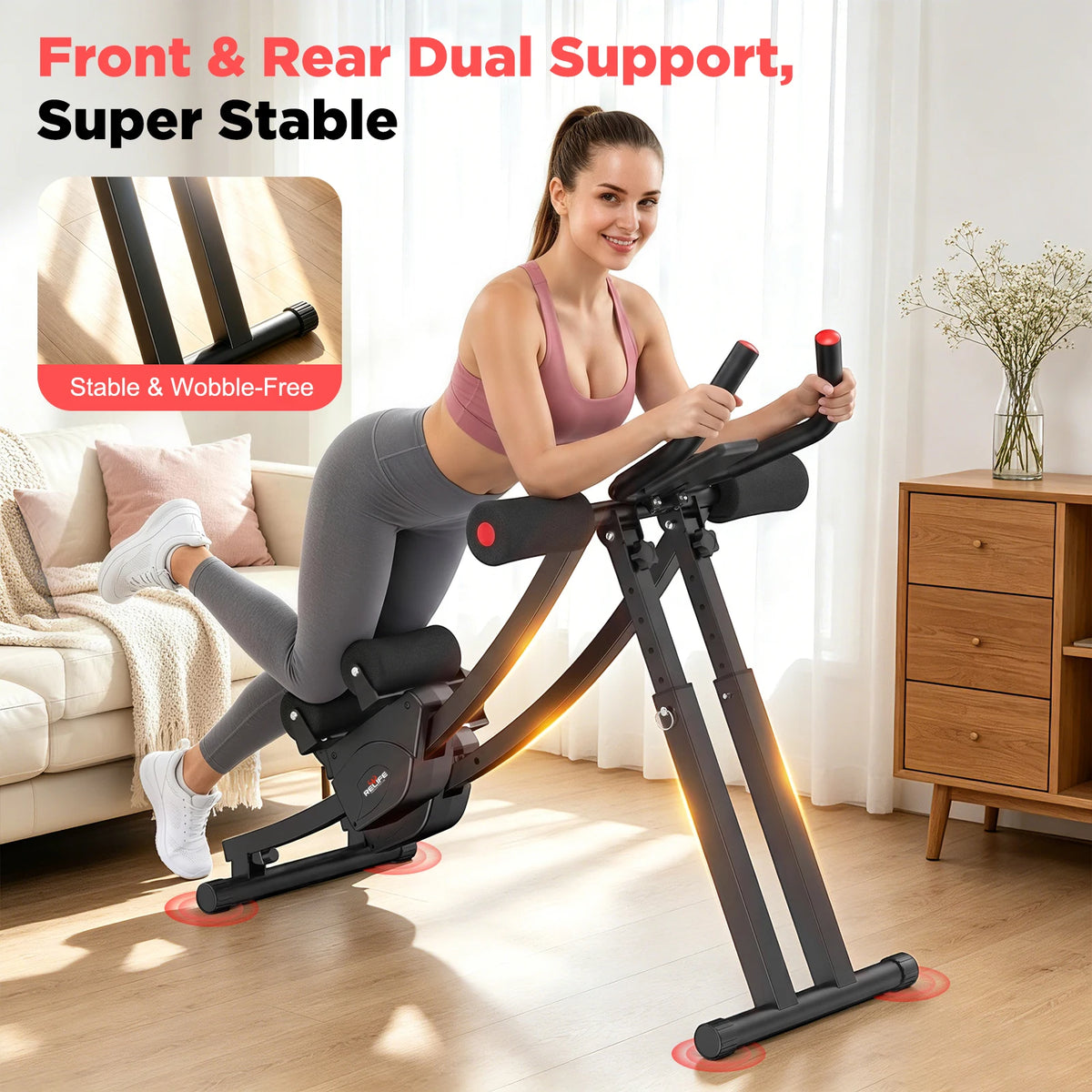 Dual Track Ab Machine Core Trainer For Home Fitness With LCD Display