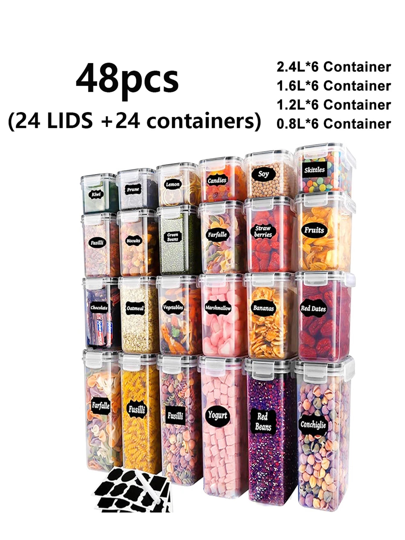 Sealed Food Storage Containers With Lids 48 Pieces