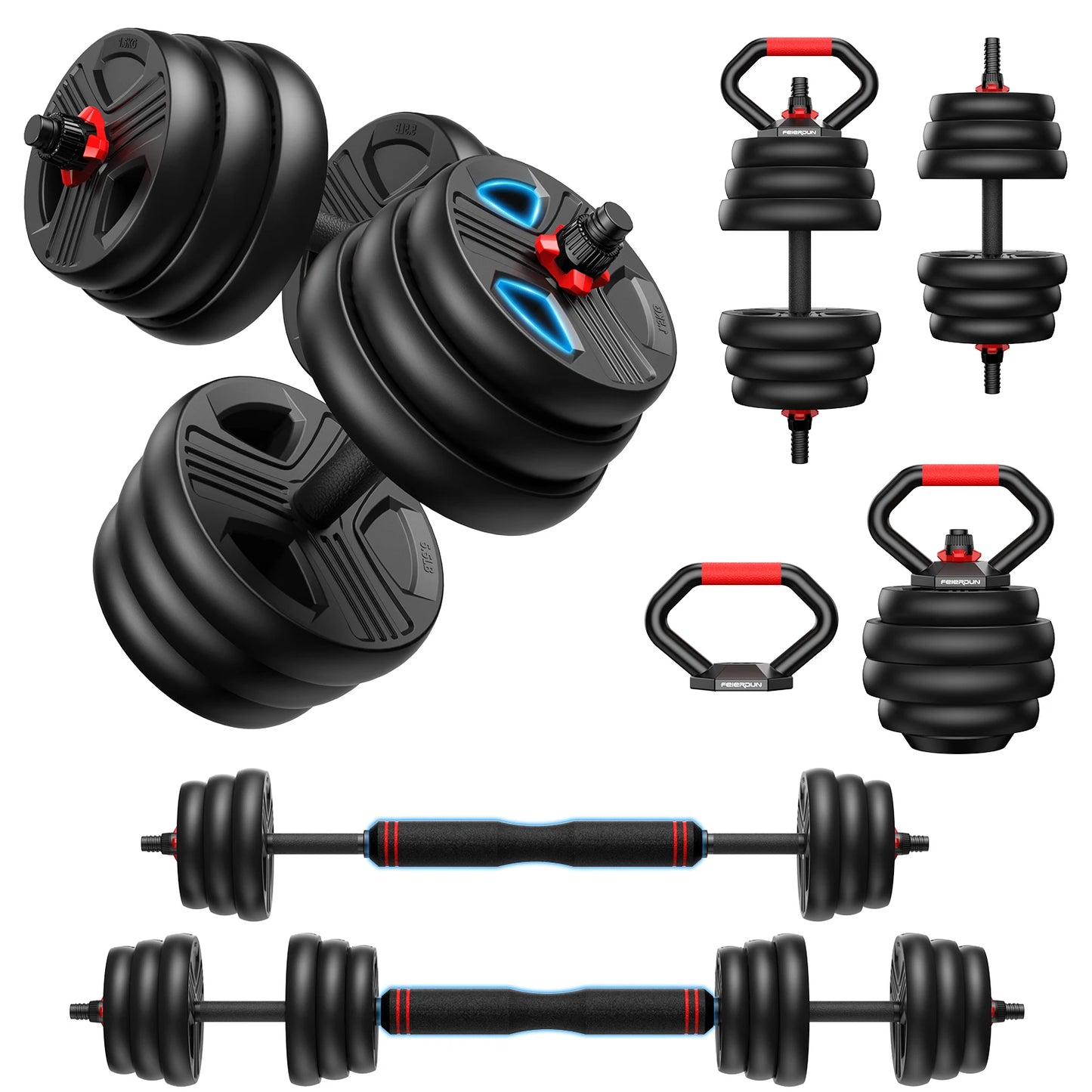 FED Fitness 5 In 1 Adjustable Dumbbell Set For Home