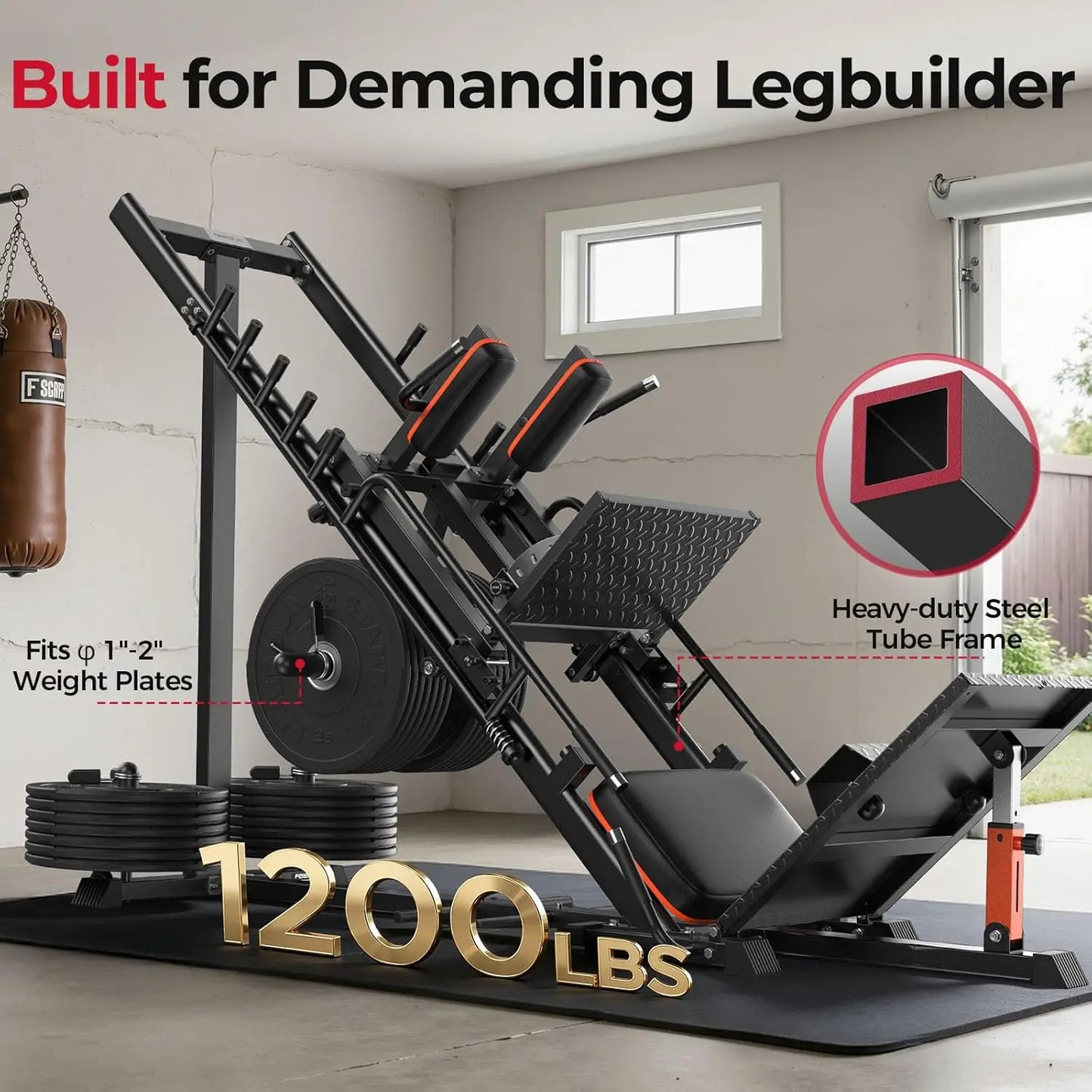 FED Fitness 3in1 Leg Press Hack Squat Machine With Ultra Quiet Pulley System