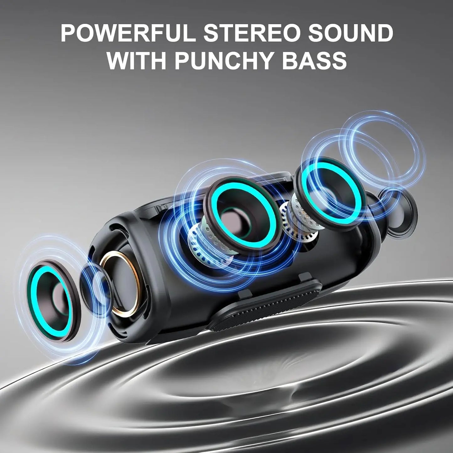 Nerunsa Portable Bluetooth Speaker With RGB Lights Waterproof Outdoor