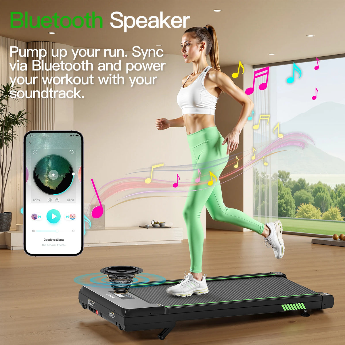 AKLUER Walking Pad With Auto Incline And Bluetooth Speaker