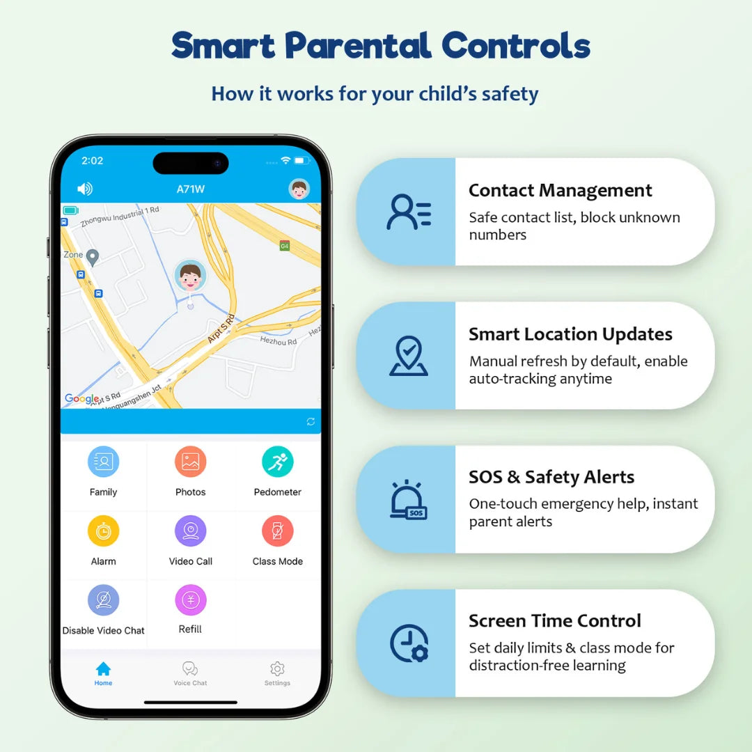 4G Kids Smartwatch GPS Watch Location Video Call Voice Chat Waterproof Kids Watch with SIM Card with 30-Day Free Unlimited Plan Best Gift for Child