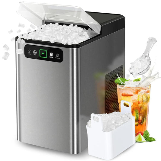 MOZHOU Nugget Ice Maker Countertop OneClick Operation Auto Cleaning Scoop