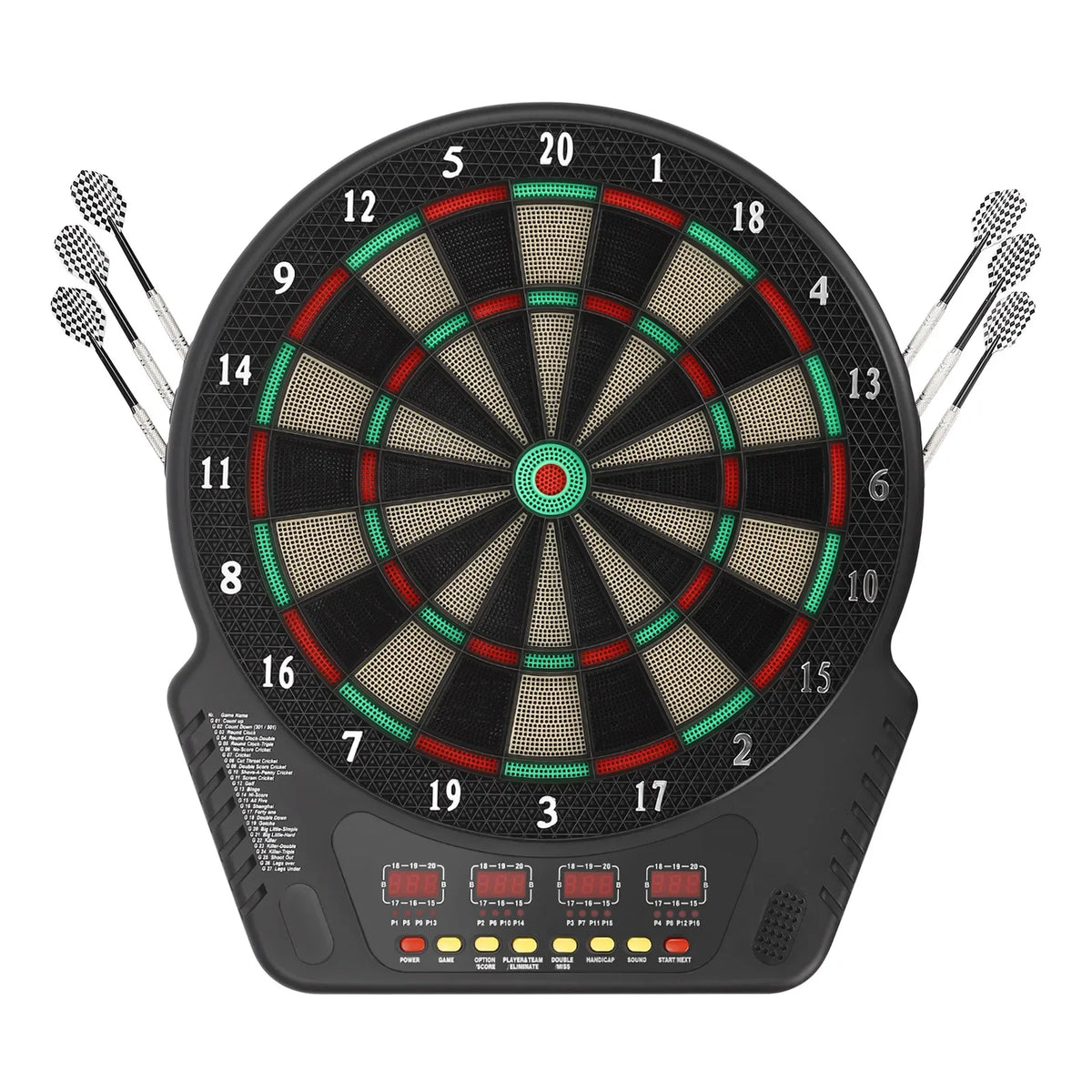 Electronic Soft Tip Dartboard Set, 27 Games, 243 Variants, Includes 6 Darts, Digital Dartboard with Colorful LED