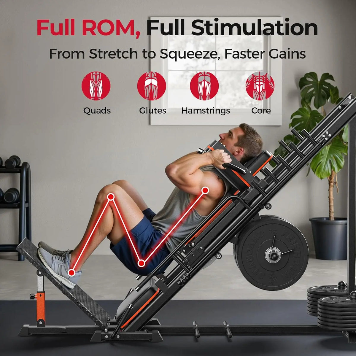 FED Fitness 3in1 Leg Press Hack Squat Machine With Ultra Quiet Pulley System