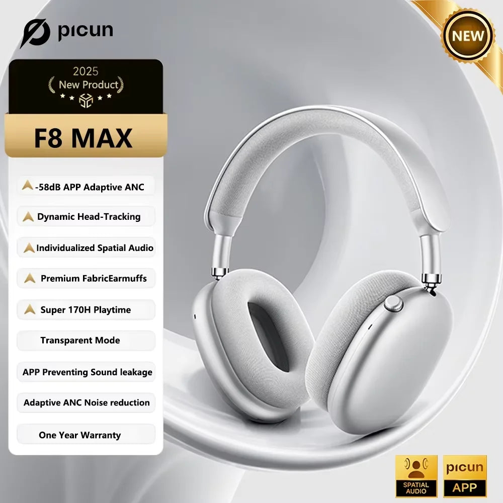 Picun F8 Pro ANC Wireless Headphones with 3D Spatial Audio